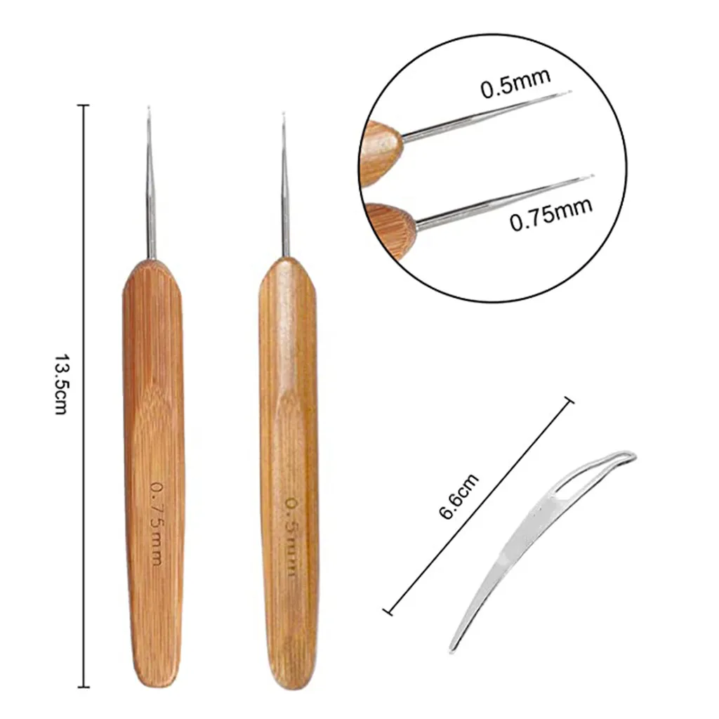 

Hot 6pcs Crochet Hook Dreadlocks Needle For Hair Extension Weaving Hook Needle Bamboo Dreadlock Wig Making Tools 0.5/0.75mm#dg4