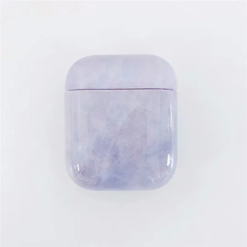 Purple Marble Чехол для AirPods, роскошный мраморный чехол для Apple Airpods 2, 1 чехол, защитная крышка, аксессуары, милый чехол для Air Pods - Цвет: Purple Marble