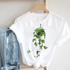 Женская футболка с принтом в эстетическом стиле, Повседневная летняявесенняя одежда в стиле 90-х, модная футболка с принтом растений, женская футболка с графическим принтом