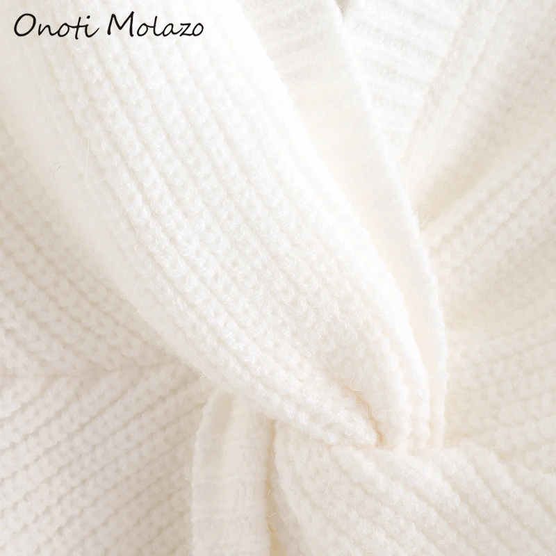 Onoti белая вязаная жилетка сексуальный v-образный вырез крест кроп-топы Модный