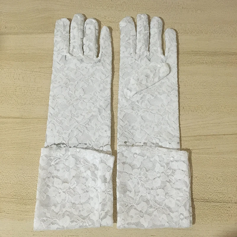 

3 Colors Sexy Long Thin Gloves Women Black Red White Floral Print Lace Gloves Women's Mittens for Party Accessories