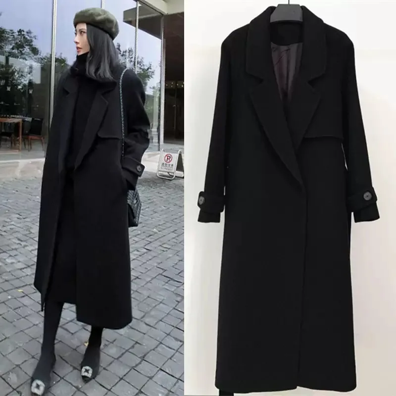 

2021 New Autumn and Winter Slimming Woolen Overcoat Women's Mid-Length