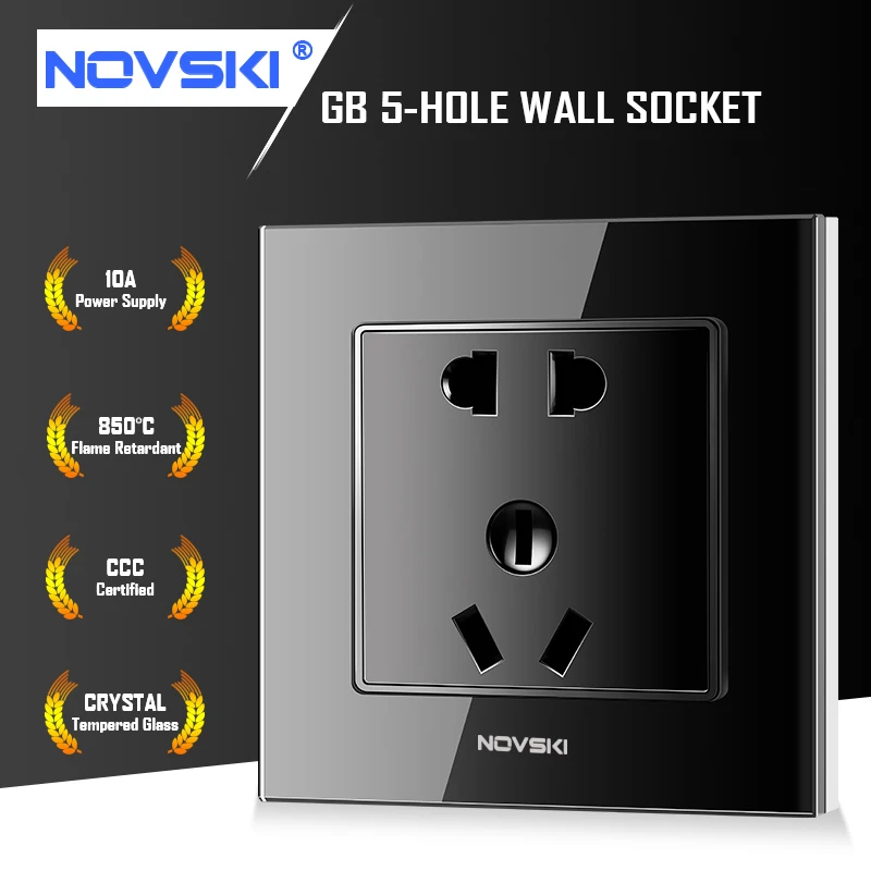 NOVSKI 10A 5 Hole Wall Socket for Xiaomi Smart Home German Bayer Base 110-250V Grounded | Обустройство дома