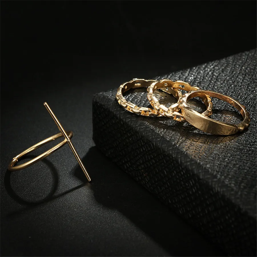 RAVIMOUR модный Anillos Mujer золотого цвета кольцо на костяшки пальцев набор большой крест цепь дизайн турецкие женские ювелирные изделия в стиле панк, бохо кольца на палец