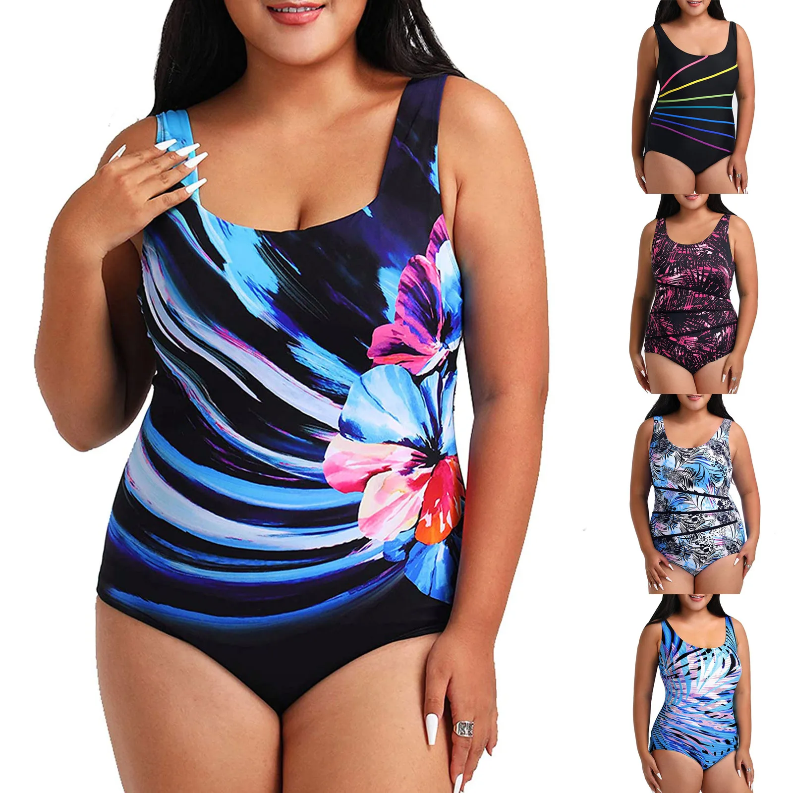 

Size Swimwear Women's Control Suit Tummy Plus Swimsuits With One-Piece Bathing Swimwears Tankinis Set