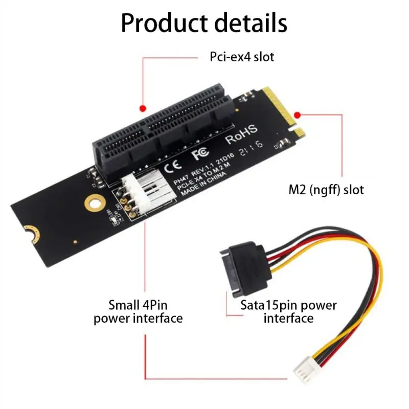 

NGFF to PCIE adapter card M2 port to PCIE expansion card NGFF to PCI-E X4 slot adapter card Computer Cables & Connectors