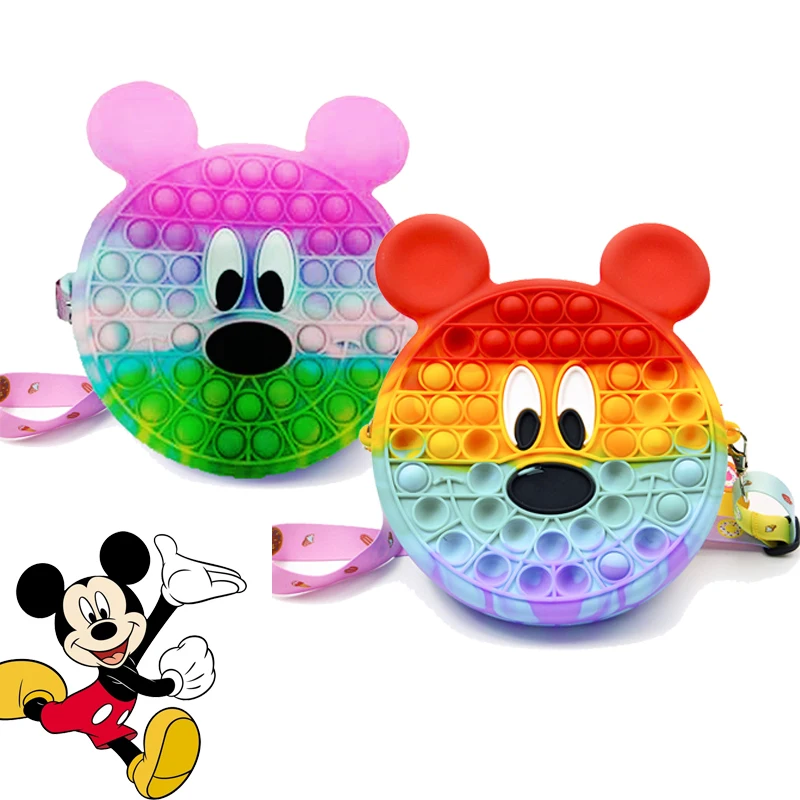

Disney Mickey Backpack Fidget Toys Push Bubble Fashion Cute Makeup Bag Children Relief Squeeze Antistress Soft Bags Antistress G