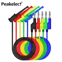peakelect p1045 test hook clip to 4mm stackable banana plug test leads heavy duty multimeter test cables copper plug 100cm