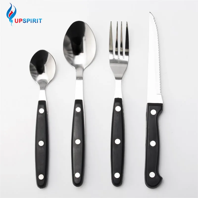 16 шт./компл. 430 столовая посуда из нержавеющей стали обеденный набор с деревянной