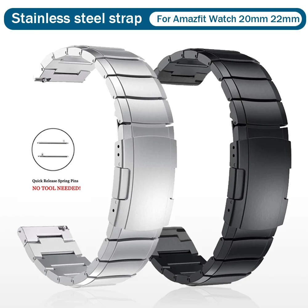 

Wrist Strap For Huami Amazfit GTR 2 GTS GTR 47MM Stainless steel WristBand For Amazfit Stratos 3 Watchband Bracelet Accessories