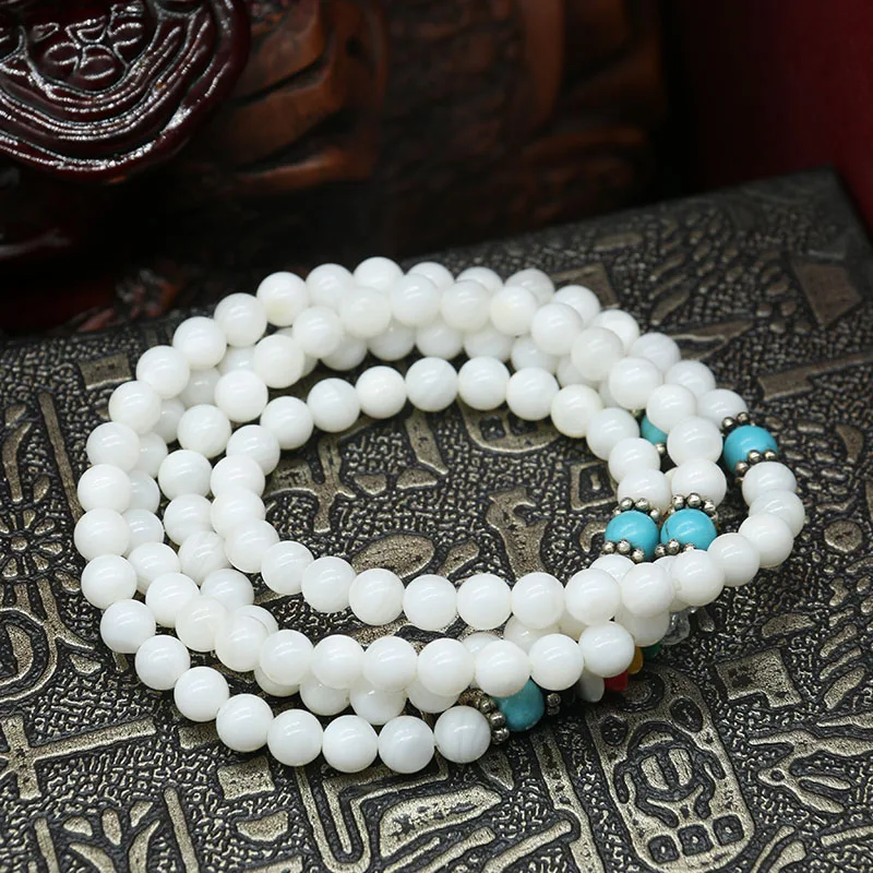 

High Quality White color Necklace Christmas Charms Natural Round Tiger Eye Amazonite Garnet Agates
