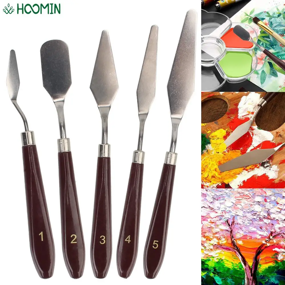 

5Pcs/set Spatula Kit Fine Arts Painting Tool Oil Painting Knife Crafts Spatula Palette Gouache Supplies Palette Knife