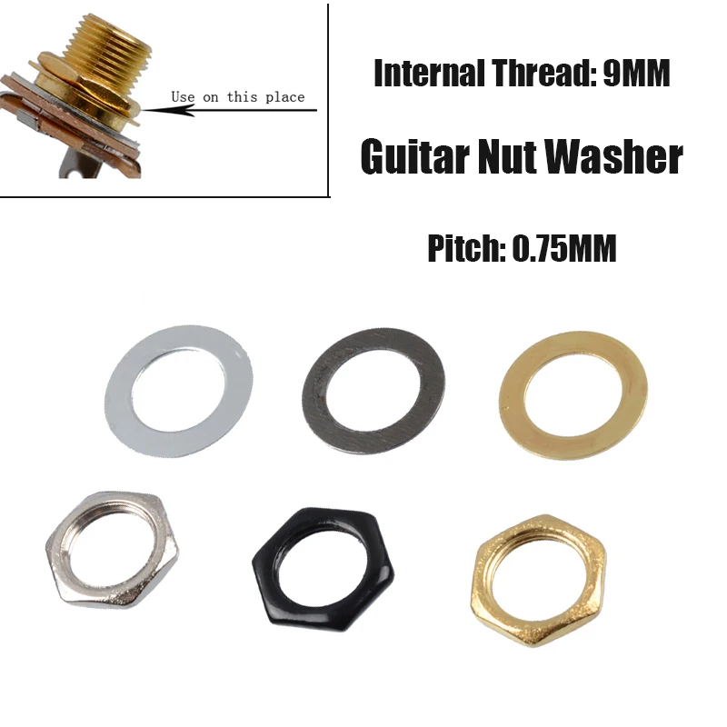9 мм электрическая бас гитара гайка шайба для Вход Выход Джек M9 разъем прокладка с