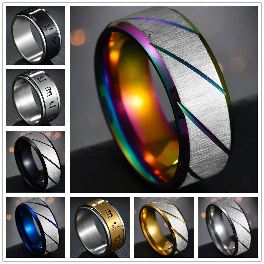 

Titanium Steel Lovers Couple Rings Gold Wave Pattern Twill Wedding Character Ring For Women Men Engagement Jewelry