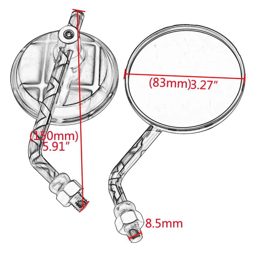 Универсальное круглое зеркало заднего вида для скутера мотоцикла 10 мм крепление