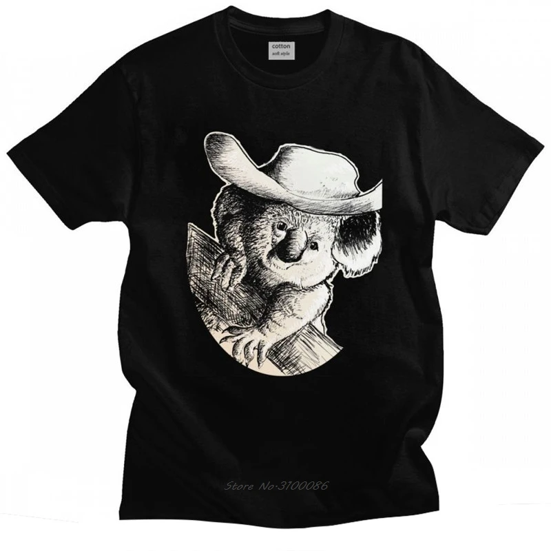 

Футболка мужская с забавным медведем коала, уличная Модная рубашка с коротким рукавом, хлопковая облегающая футболка с животным, топ, одежд...