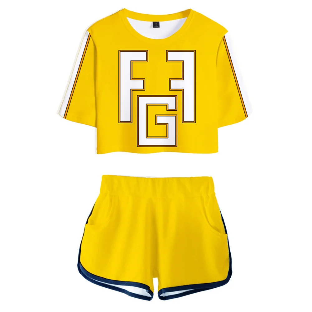 

Женский костюм для косплея My Hero, комплект из двух предметов: укороченный топ и шорты с 3D принтом