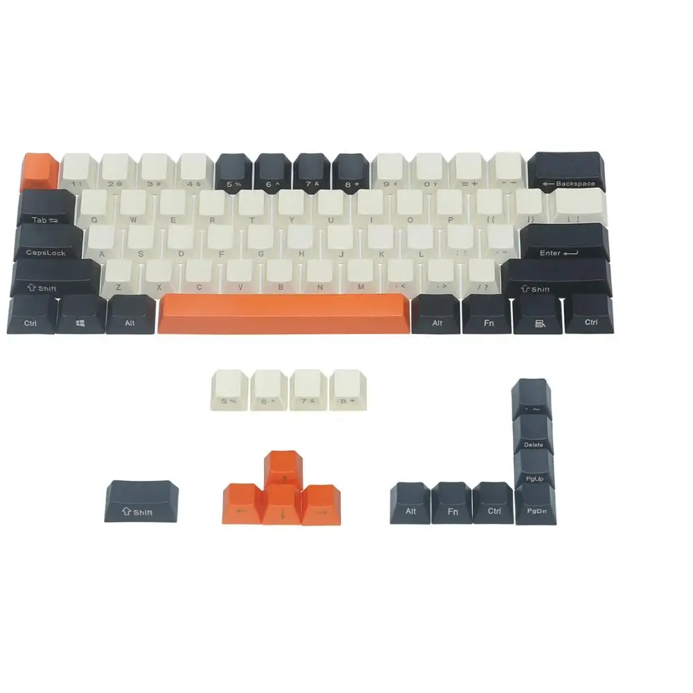 

PBT Keycaps 60 Percent Cherry MX Key Caps Side Print for US-ANSI Layout 61 68 60% MX Switches Mechanical Keyboard(Carbon)