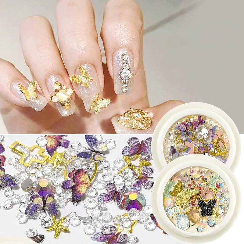 

3D Butterfly Nail Art Crystal Butterfly Charms Metal for 3D Nail Designs Decoration DIY Crafting Jewelry Accessories