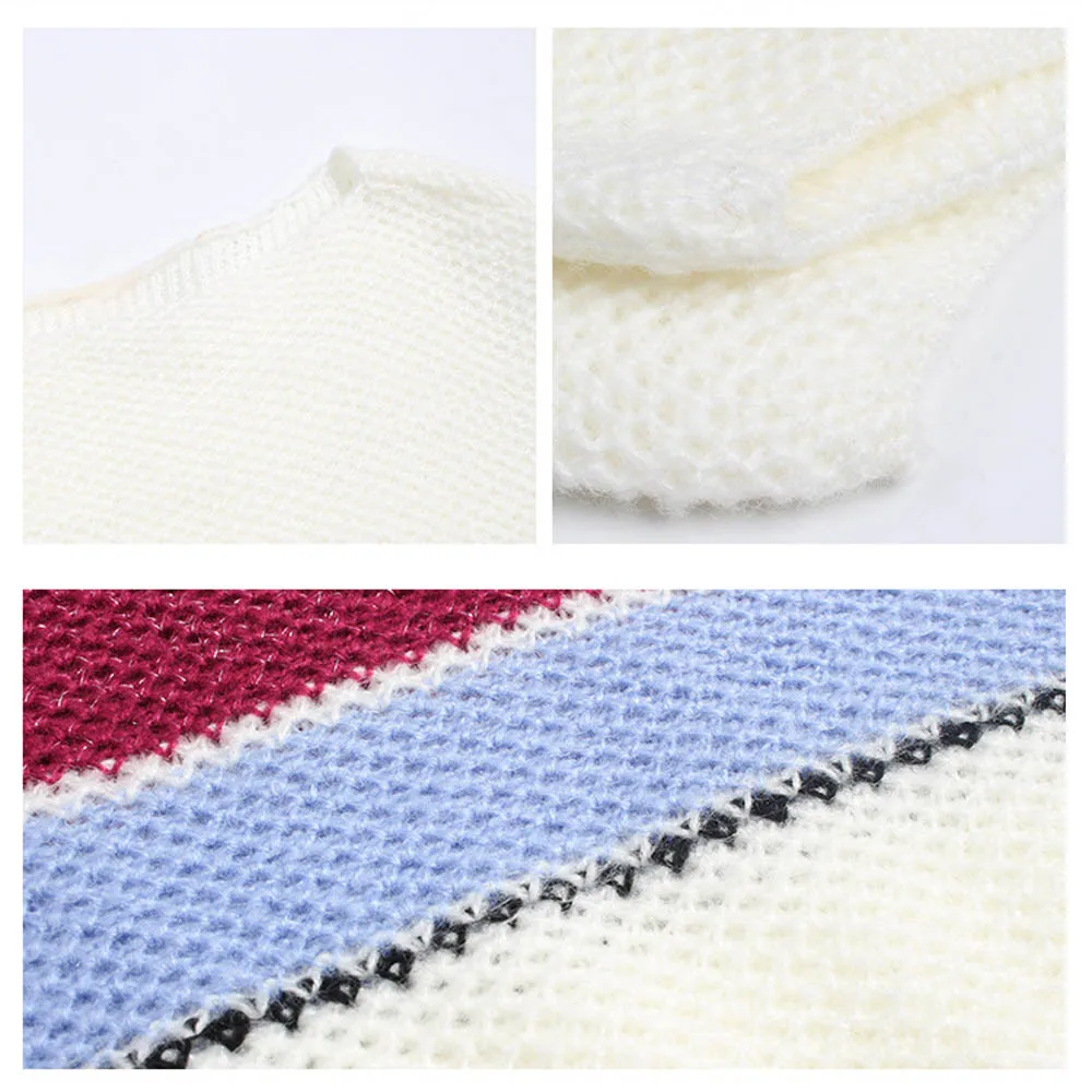 

Sweater Woman 2021 Long Sleeve Knitted Top Femme O-neck Striped Pullover Women Winter Casual Sweater Oversize Mujer Invierno