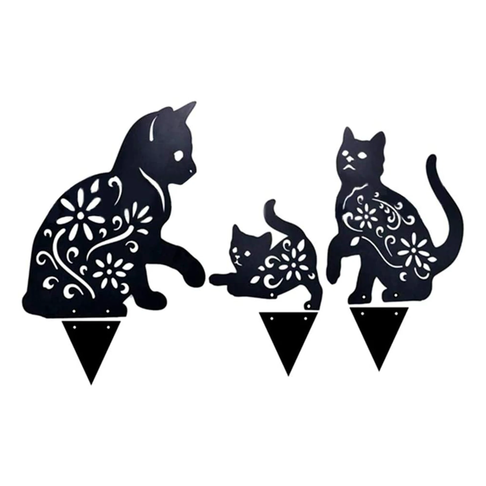 

Garden Decor Accessories 2D Cat Shape Figure Ground Insert Decor Hollow Design Metal Statue For Garden Outdoor Lawn Decoration
