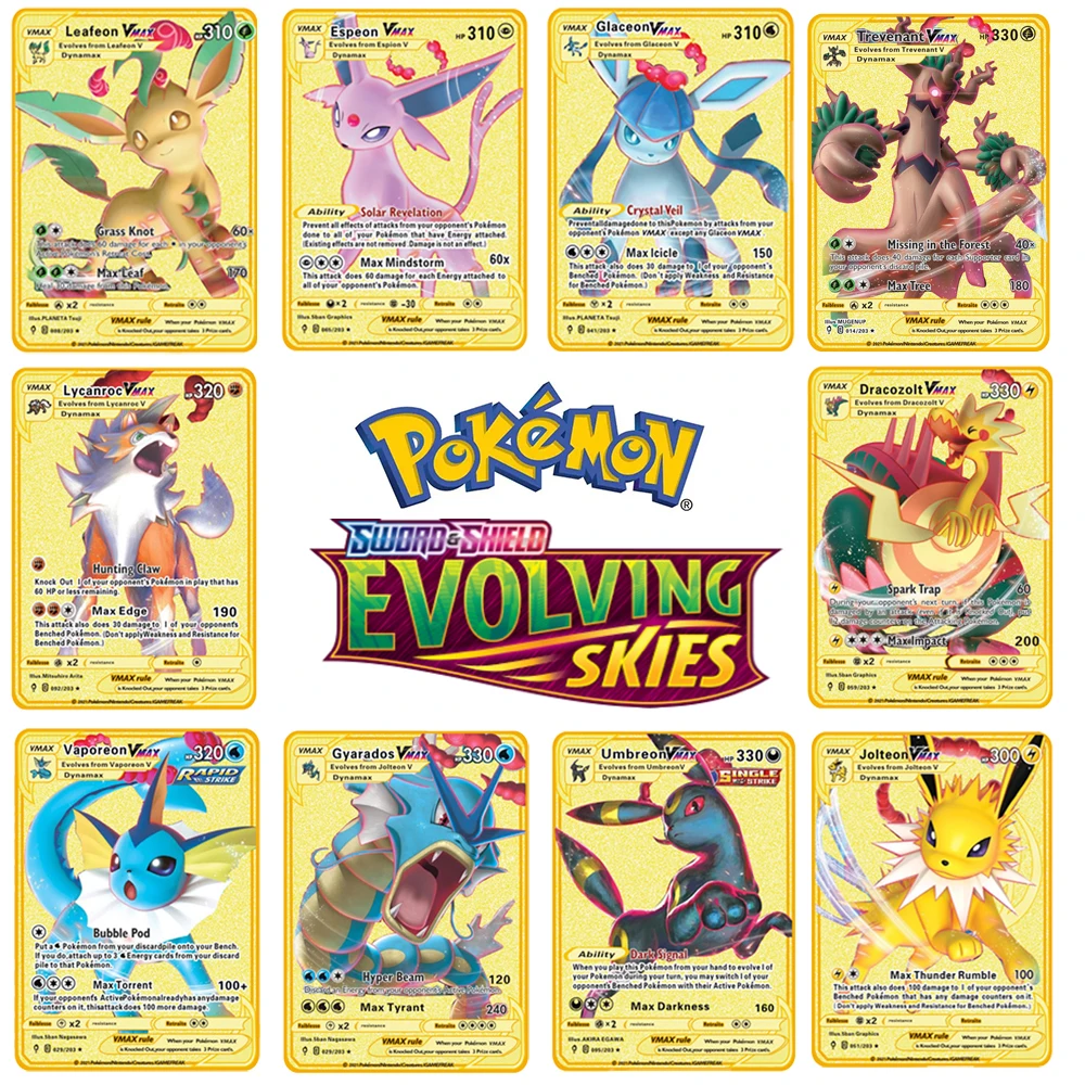 

DIY pokemon Garbodor Gyarados Duraludon Umbreon Eevee gold Metal Collection Card fighting game card kids toys gift