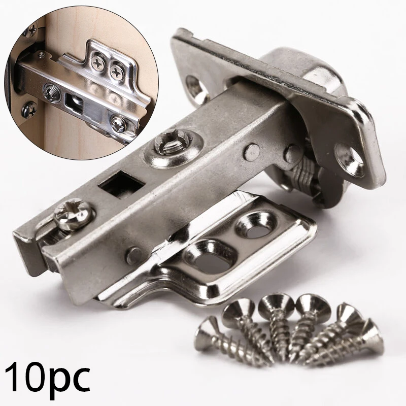 

10pcs Hinge Plates Soft Close Full Overlay Cupboard Cabinet Hydraulic Door Hinges Closing 110 Degrees For 18mm Cabinets