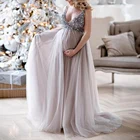 Женское длинное свадебное платье с  розовое V-образным вырезом, без рукавов платье с пайетками платье в пол вечерний платья больших размеров свадебное платье для беременных
