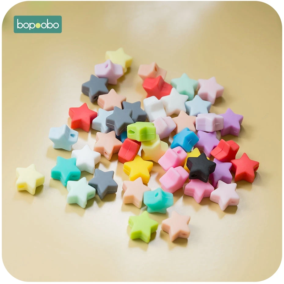 Bopoobo 10 шт Силиконовые Бусины, пищевой силиконовый Прорезыватель зубов в виде звезды, Товары для малышей, силиконовый браслет для грызунов, сделай сам, детский Прорезыватель для зубов