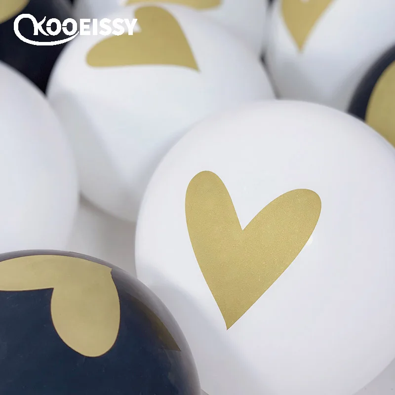 10 шт. воздушные шары с золотым сердцем белые и черные свадебные конфетти для дня