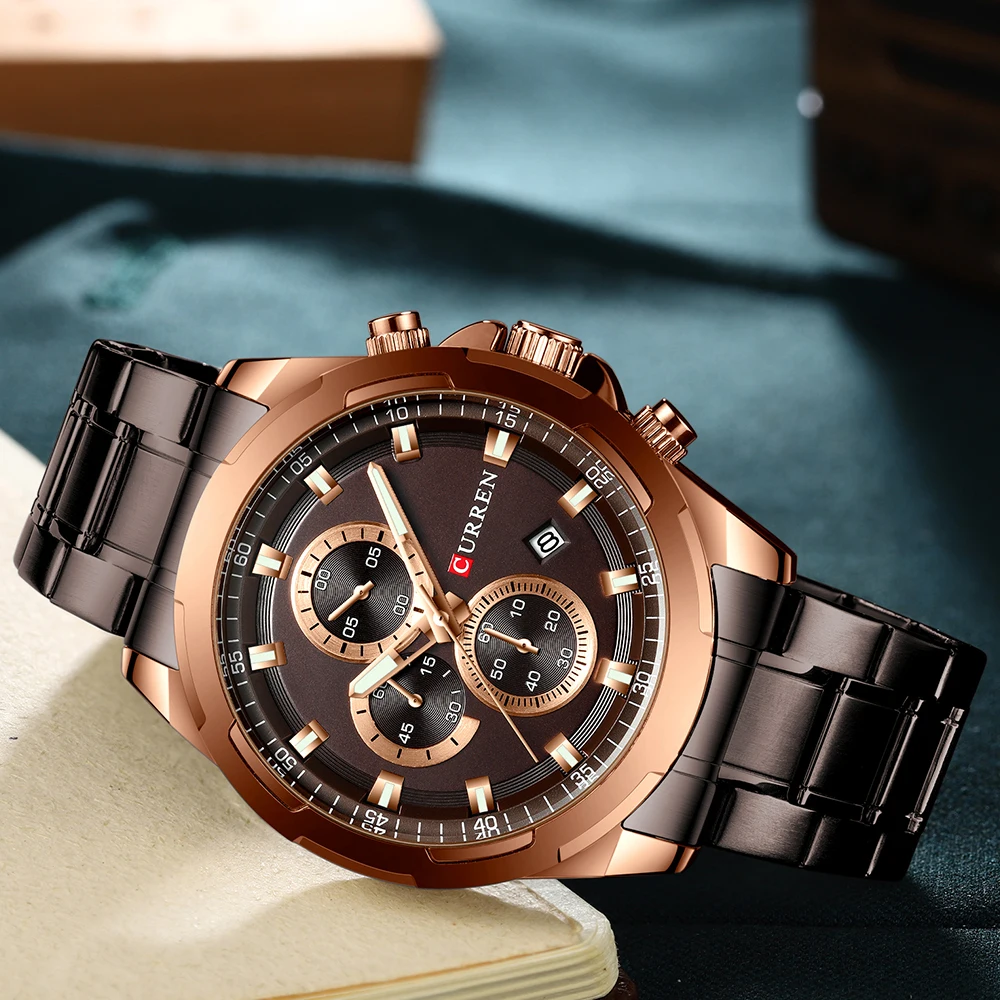 Новые мужские часы CURREN Лидирующий бренд Роскошные военные стальные спортивные