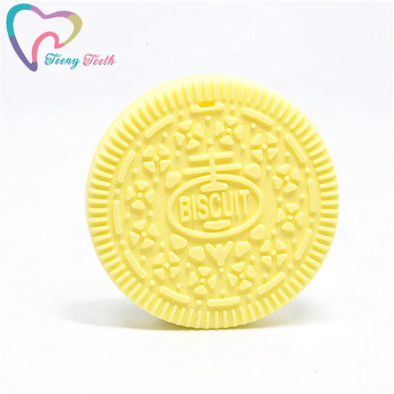 Cream Yellow 1 шт., не содержит бисфенола, безопасное Силиконовое печенье, детский жевательный прорезыватель, опт, Oreo, печенье, форма для прорезывания зубов, жевательный модный детский кулон - Окраска металла: Cream Yellow