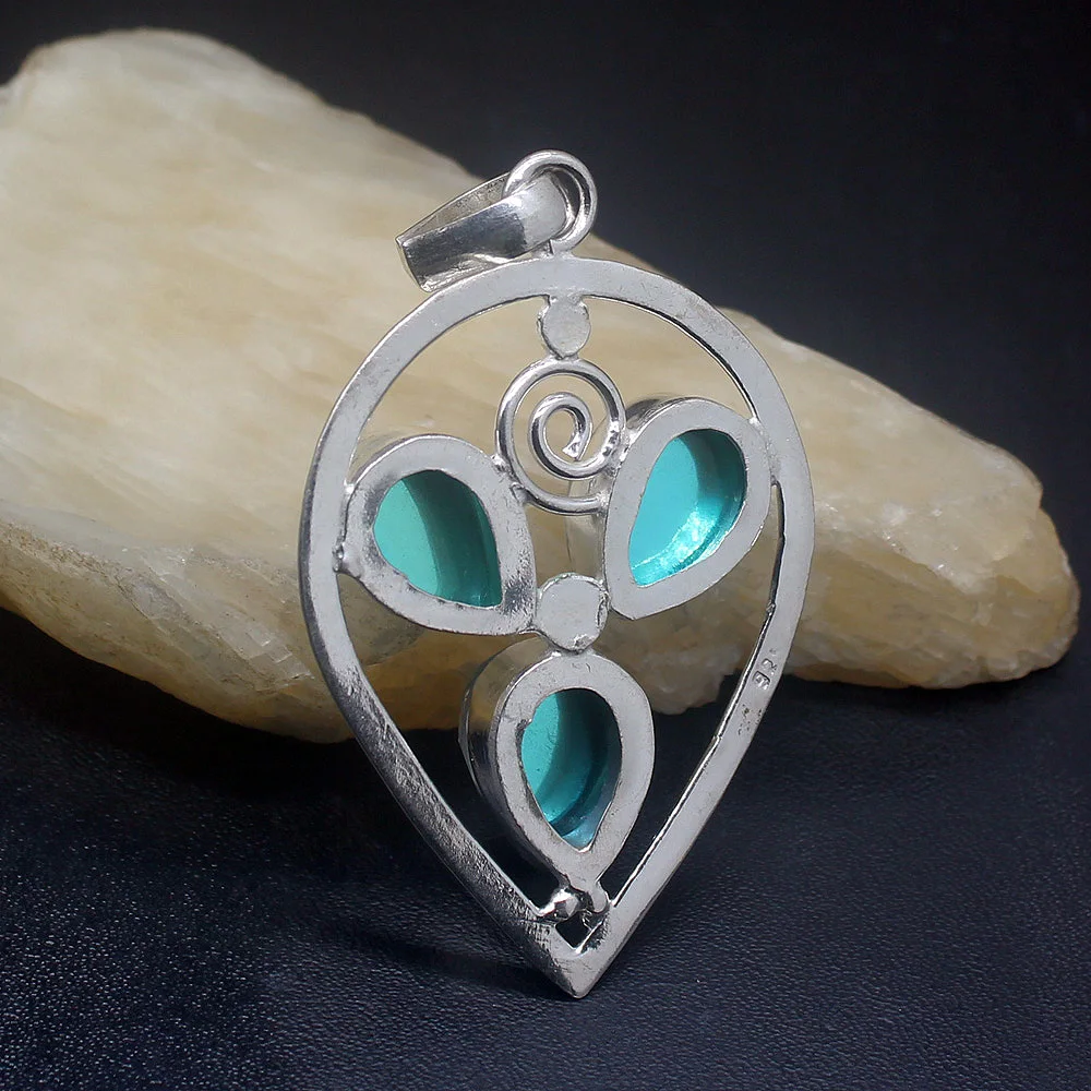 Gemstonefactory Jewelry Big Promotion Single Unique 925 Silver Green Fire Mystic Topaz Lady Women Necklace Pendant 20210027 |