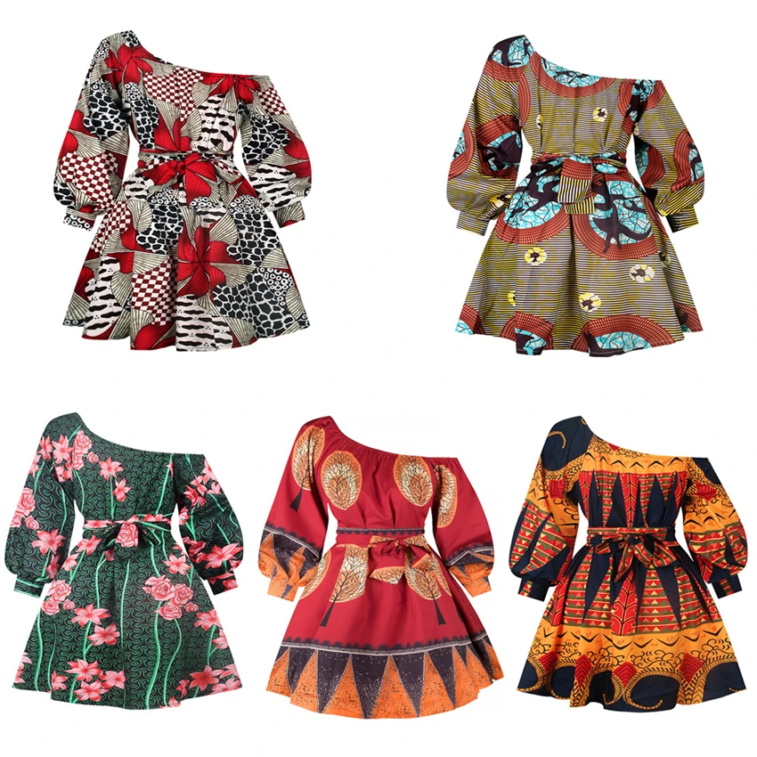 Одежда в африканском стиле Топ с длинным рукавом платья для женщин короткая юбка
