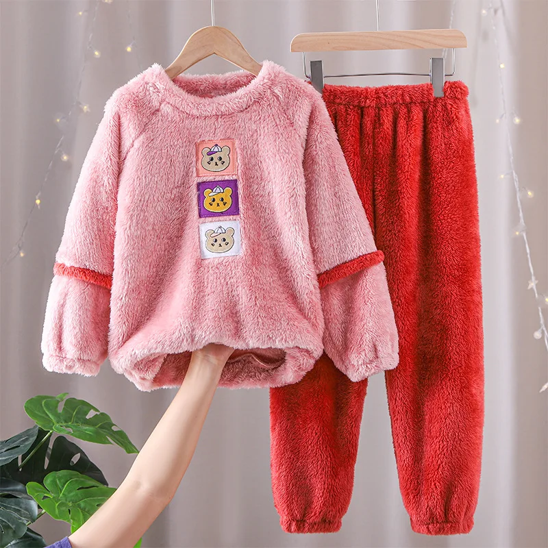 

Girls Flannel Sleepwear Winter Warm Kids Pajama Sets Thicken Children Homewear Princess Style Teenager Pijama Girl Clothes 10 Y