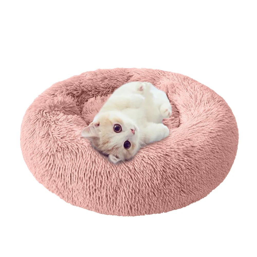 light pink-1 Рождественские кровати для домашних животных, очень большой круглый домик, мягкая плюшевая кровать для кошек, зимнее теплое одеяло для щенков, поставка для собак, pour chien cama de perro - Цвет: light pink-1