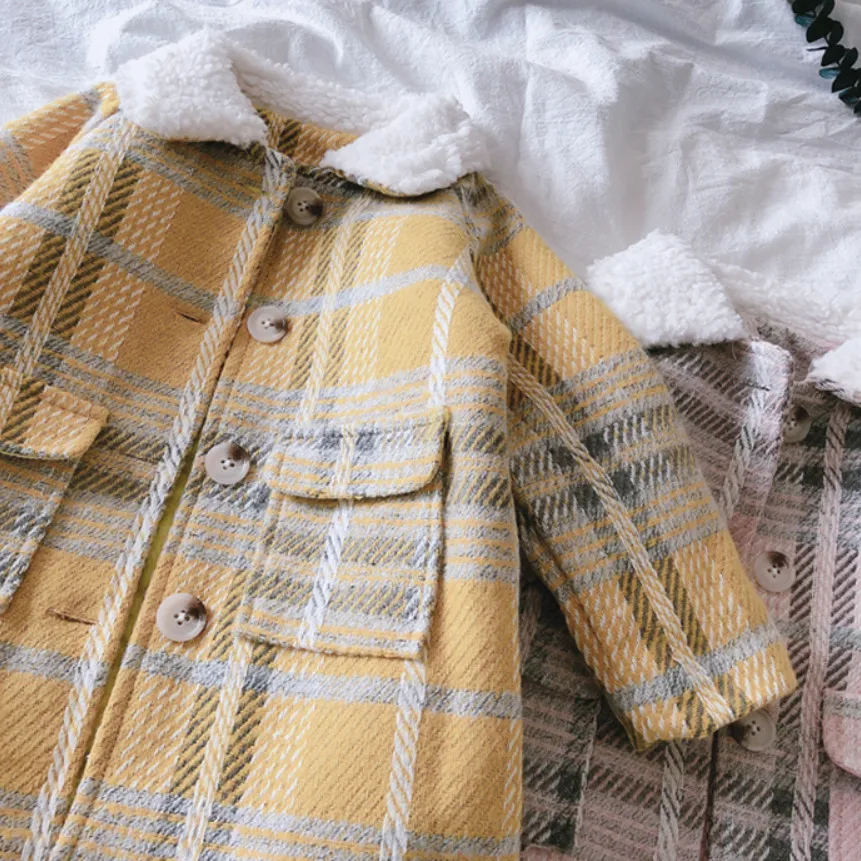 Новая детская одежда зимние клетчатые пальто для маленьких девочек куртки