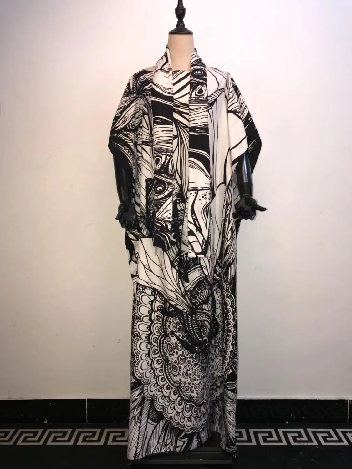 

202 Popular printed Italian style Kaftan lady long dresses Comfortable cotton African lady robe dresses for African dresses