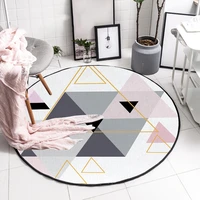 cross border fashion and simplicity nordic triangle grey pink round bedroom living room crystal velvet carpet floor mat