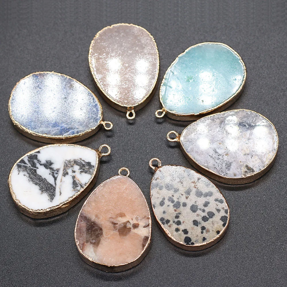 

Droplet Shaped Natural Semi precious Stone Pendant Jewelry Making Necklace Earrings Accessories Charm Agate Turquoise Jewelry