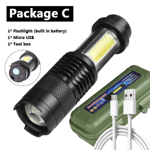 Новейший дизайн XP-G Q5 встроенный аккумулятор USB зарядка фонарик COB светодиодный масштабируемый водонепроницаемый тактический фонарь Светодиодные лампы Litwod | Лампы и освещение | АлиЭкспресс, Aliexpress