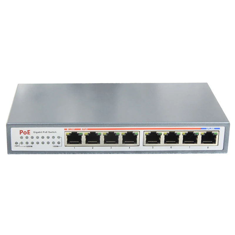 8 портовый коммутатор с PoE портом Gigabit 7 портов s RJ45 порты и 1x10/100/1000 м порт