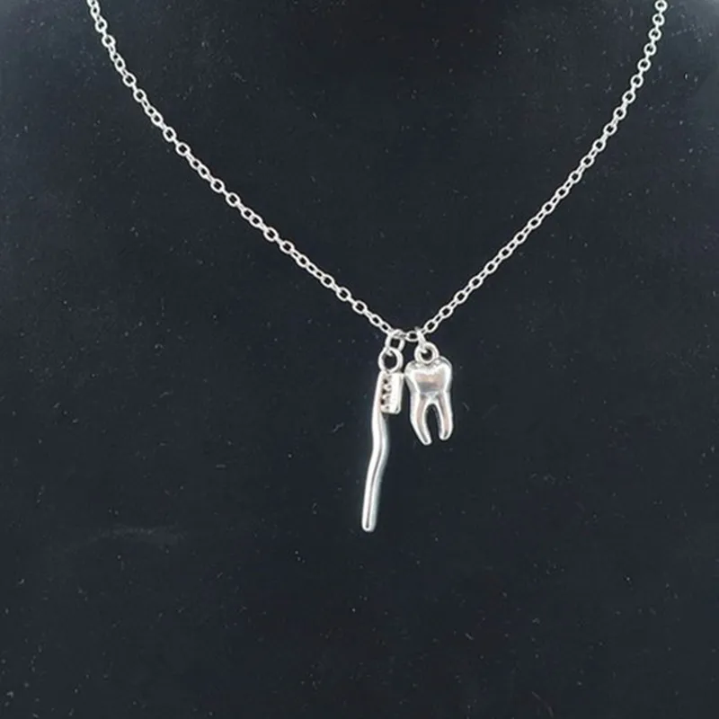 Ожерелье с подвеской в виде зубной щетки ювелирное изделие из сплава для