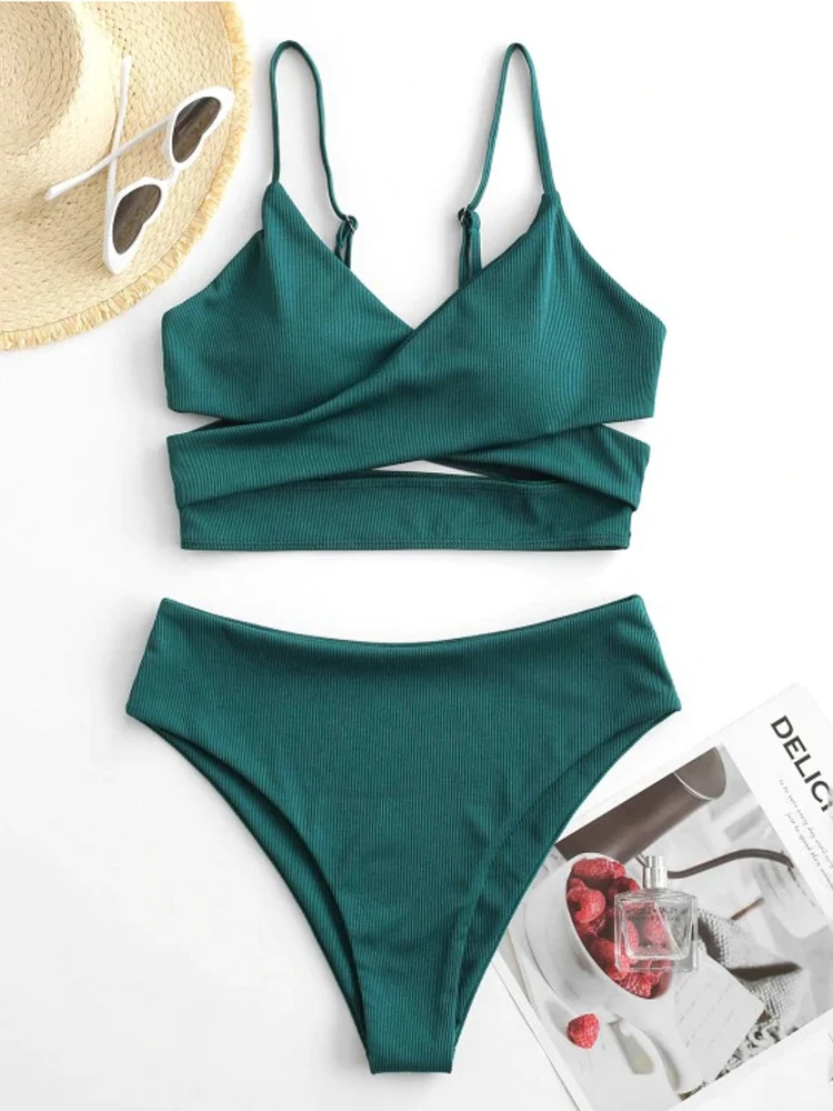

2021 Swimsuit European and American Bikini Sexy Lace Solid Color Split Swimsuit Swimwear Swimwear