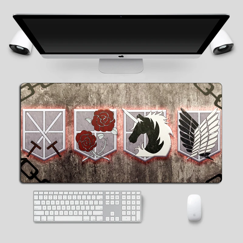 Коврик для мыши Attack on Titan Anime большой 60x30 см прочный резиновый игровой коврик