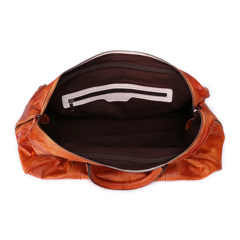 

100% Genuine Leather Foldable Men's Travel Bag Vintage Large Duffle Designer Weekend Organizers Bags