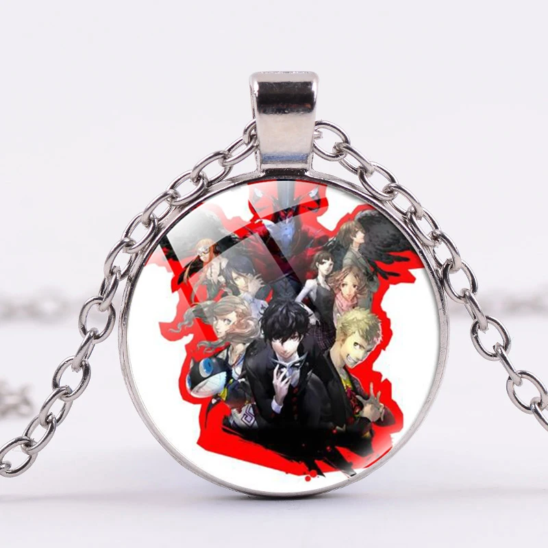 Ожерелье с изображением русской мультяшной Игры Persona 5 стеклянный кабошон