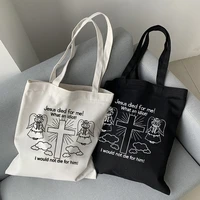 jesus died for me canvas bag casual harajuku cartoon letter new punk large capacity womens shoulder bag ulzzang shopping bags
