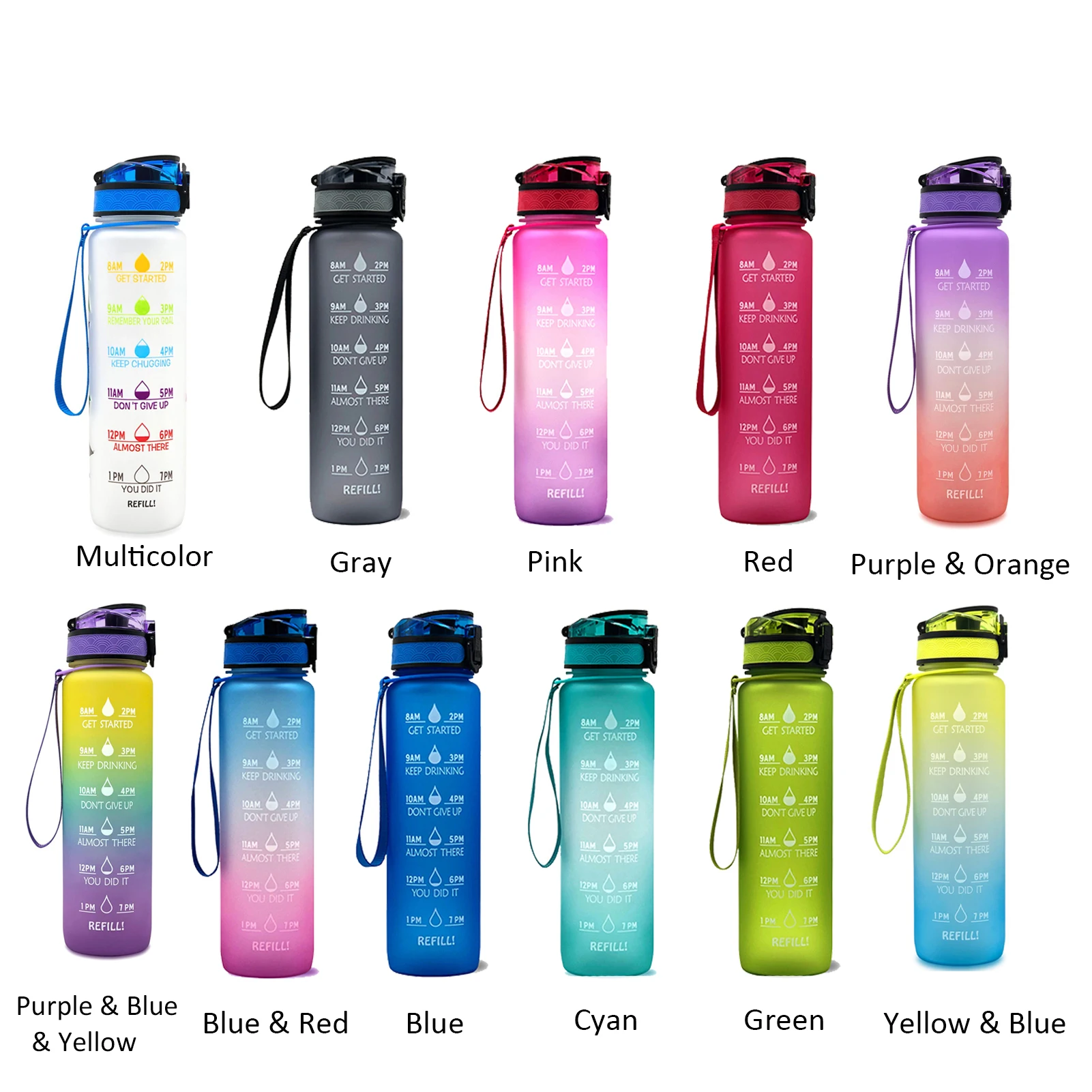 Многоразовый чайник для воды бутыль занятий спортом бутылка 1 л с маркером