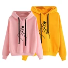 Осенне-зимние спортивные толстовки для бега, пуловеры в стиле Харадзюку, женские повседневные толстовки с капюшоном и принтом в виде сердечек и пальцев в стиле K-POP